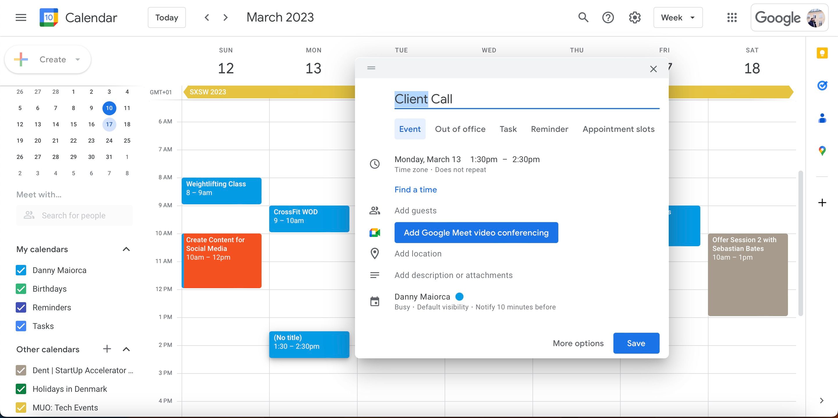 Menyiapkan Rapat Tangkapan Layar Kalender Google