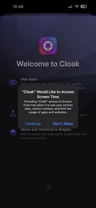 درخواست مجوز Cloak Screen Time