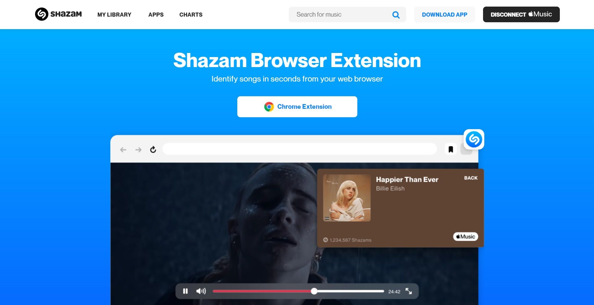 Shazam website info page