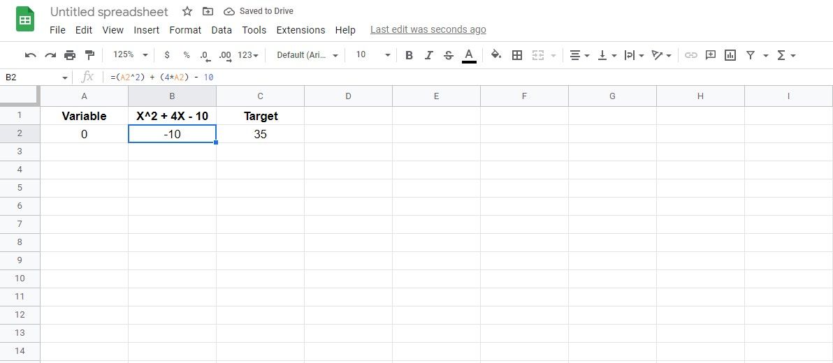Membuat formula untuk Goal Seek di Google Sheets