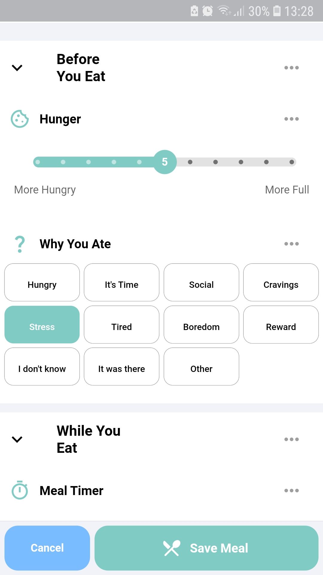 برنامه تلفن همراه غذا خوردن آگاهانه Shutterbite