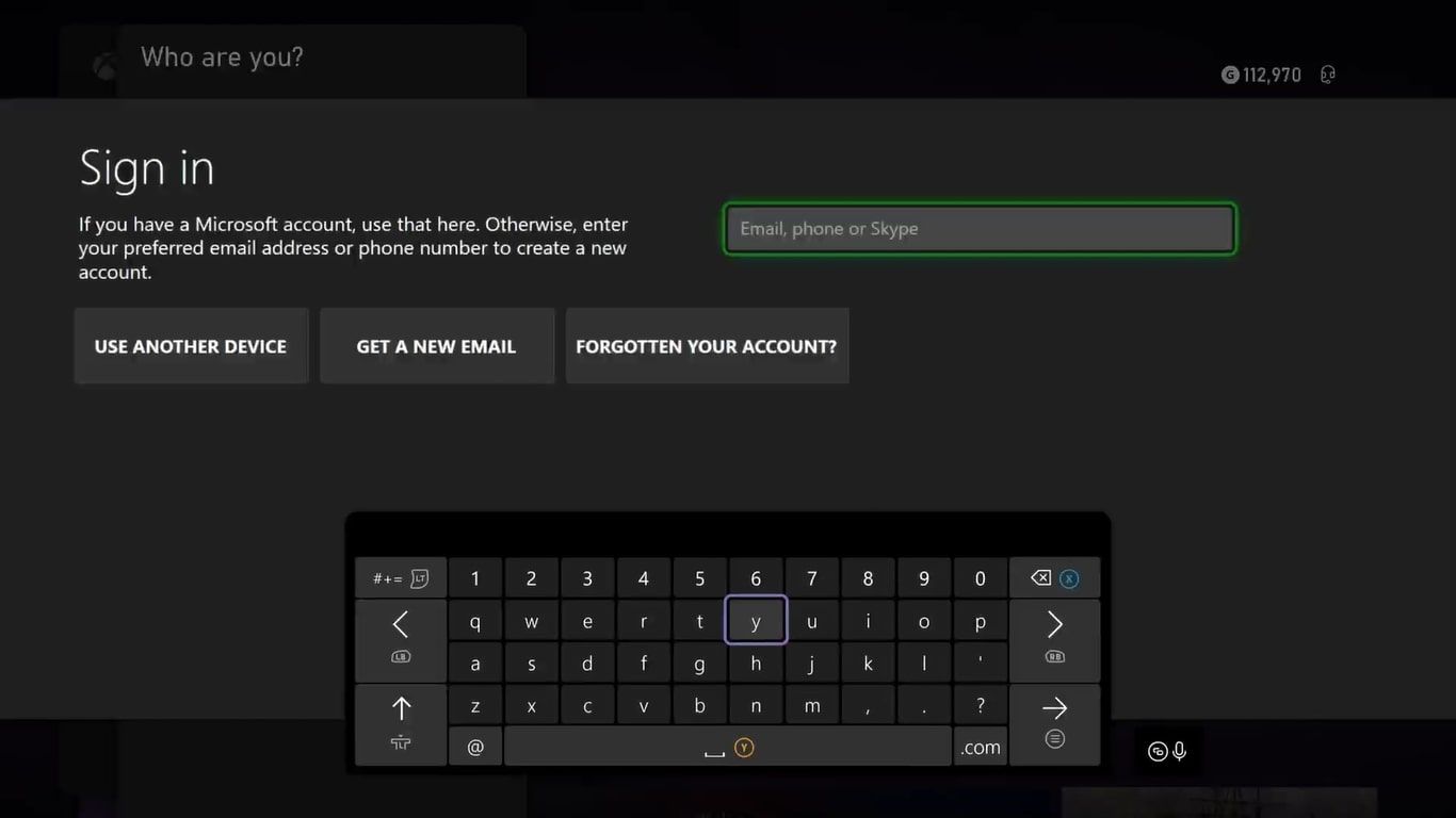 A screenshot of the sign in prompt for adding a new Xbox account to an Xbox Series X 