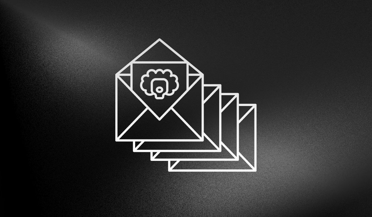 Graphic illustration of spam mail on black background