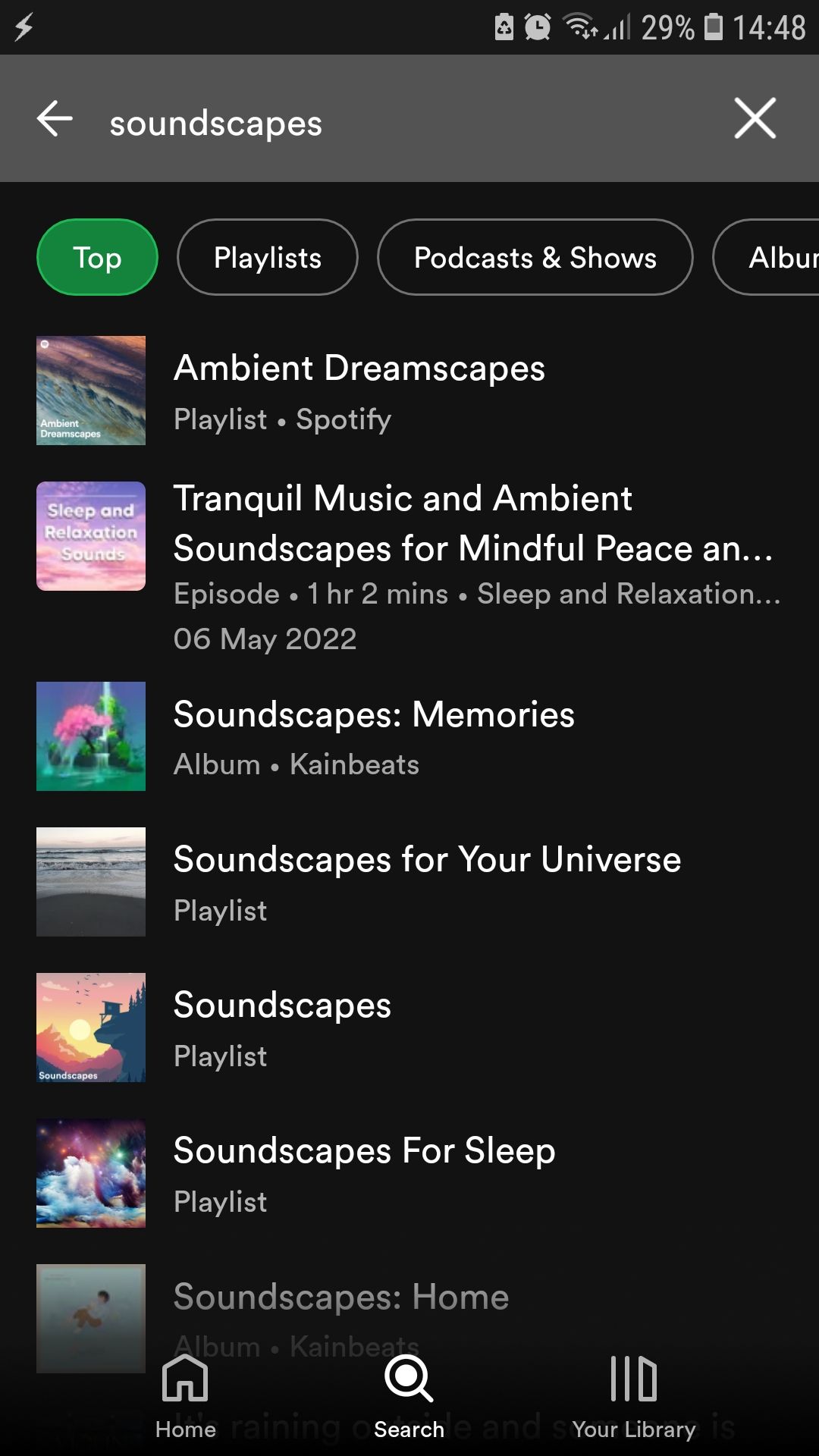 برنامه موبایل موسیقی Spotify soundscapes