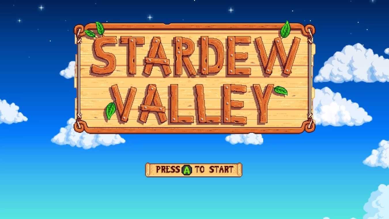 A screenshot of the title screen for Stardew Valley running on an Xbox Series X