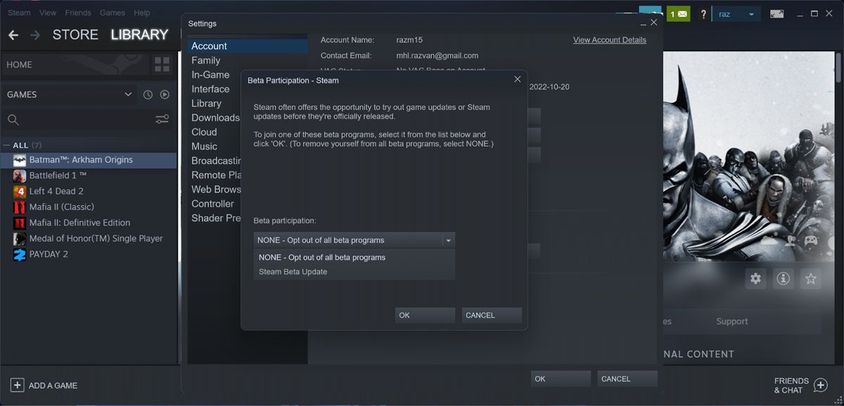 Opt out of Steam Beta