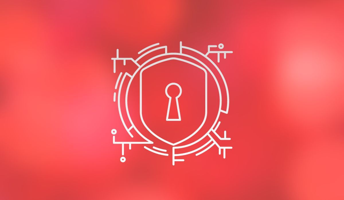 Lock symbol on red background