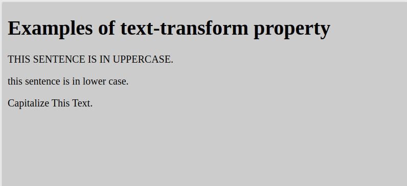 text Transform changes text to different cases