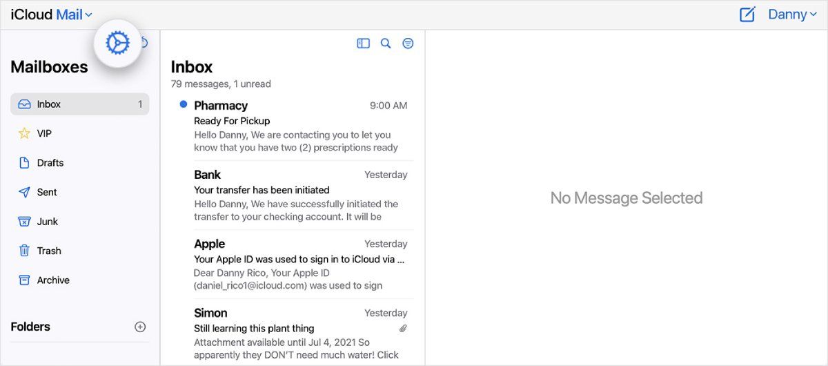The Home Page of iCloud Mail