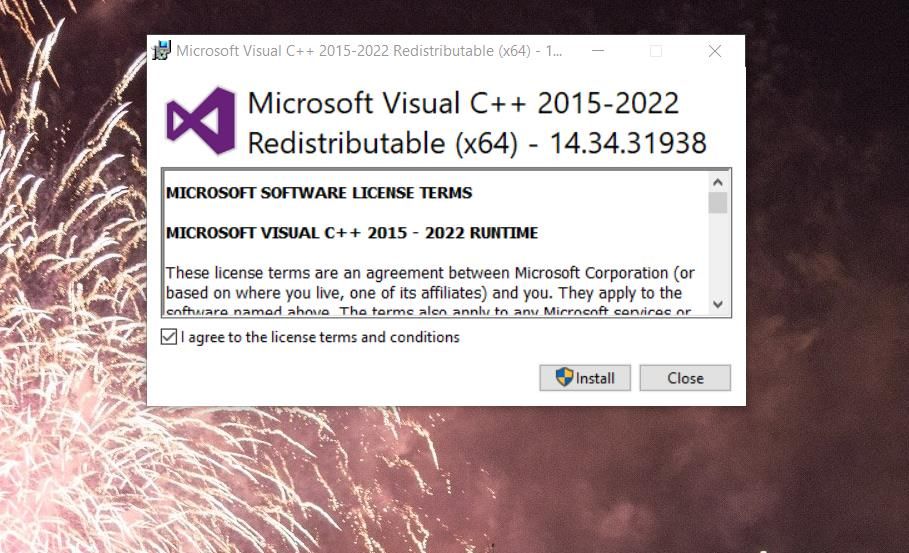 The Microsoft Visual C++ 2015-2022 runtime installer