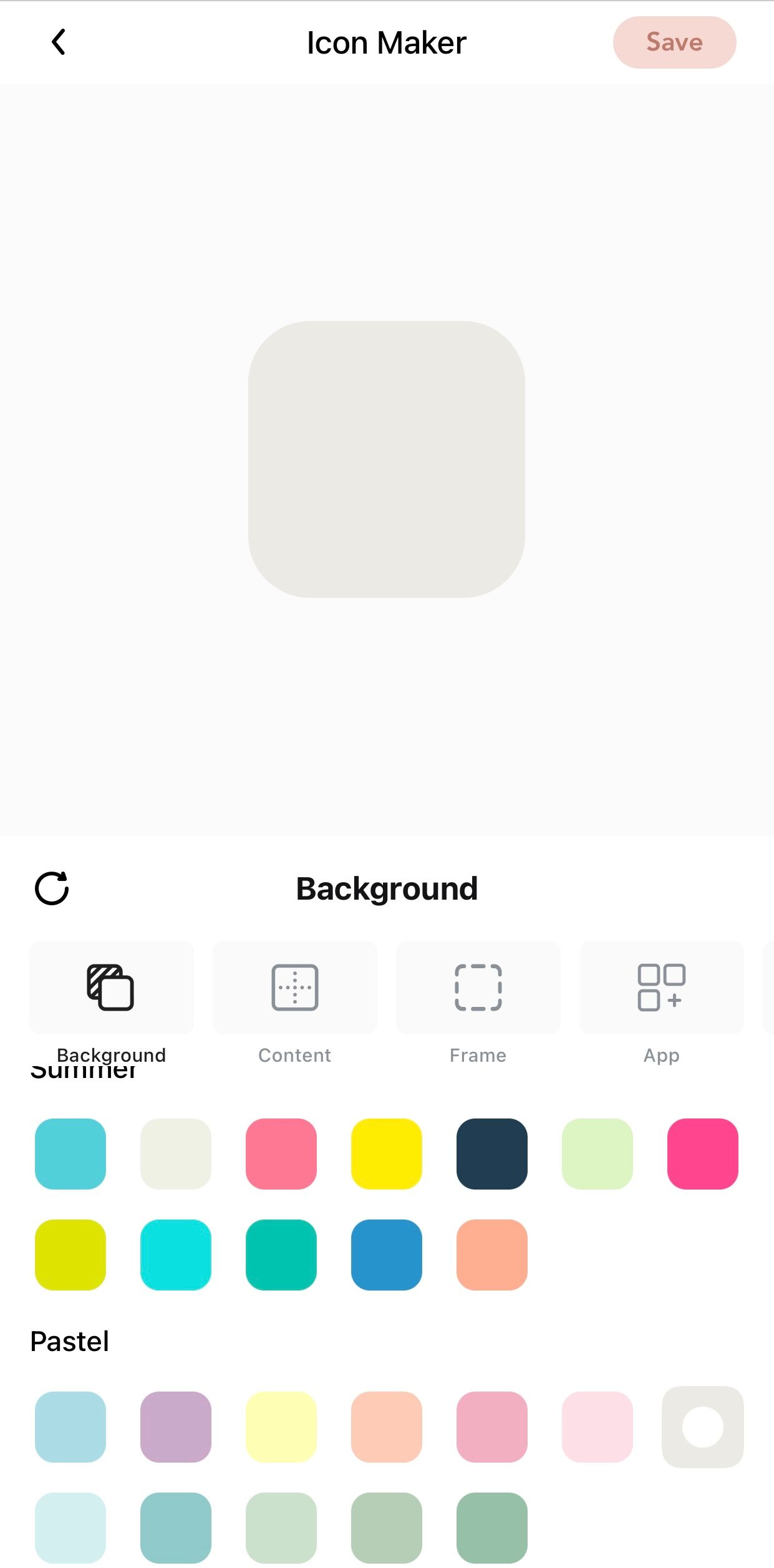 Solid color swatches for icon background creation on Themify