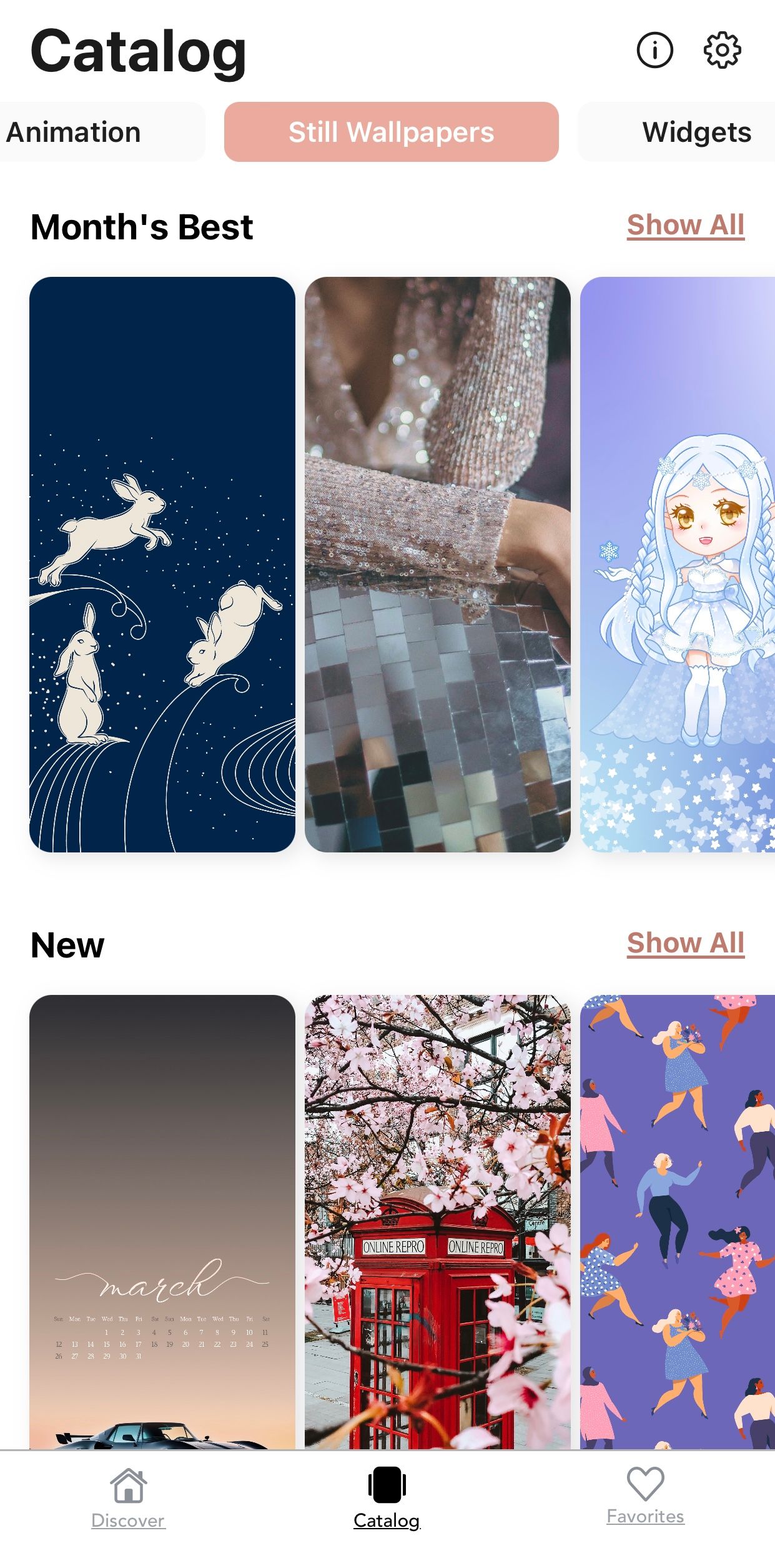 Various wallpapers in the Themify iPhone app