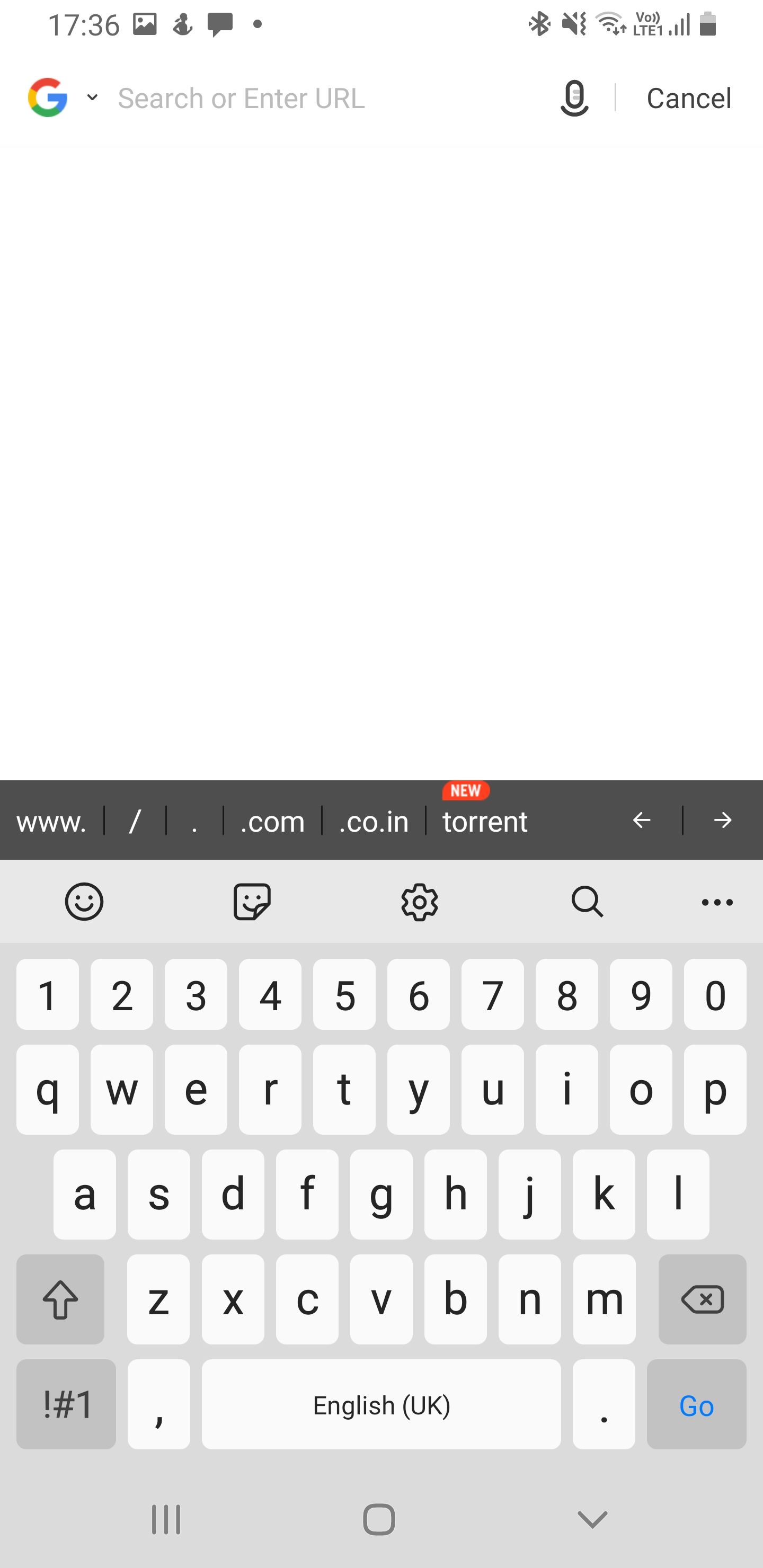 UC browser url bar