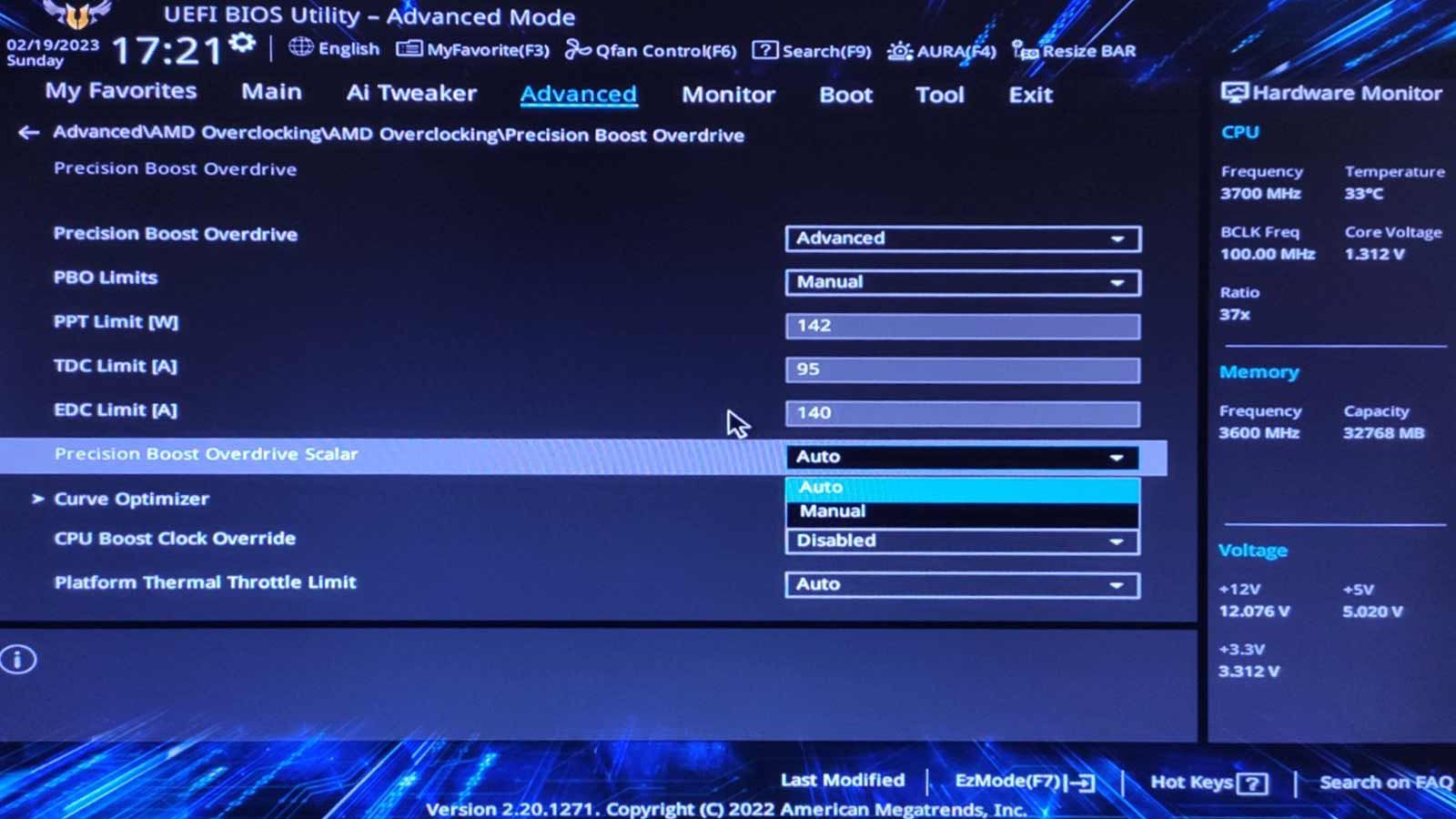 UEFI Precision Boost Overdrive Scalar