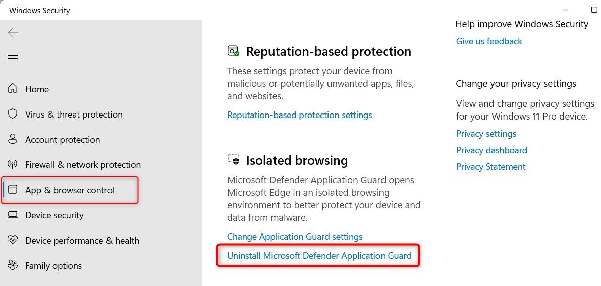 Copot pemasangan Penjaga Aplikasi Pertahanan Microsoft