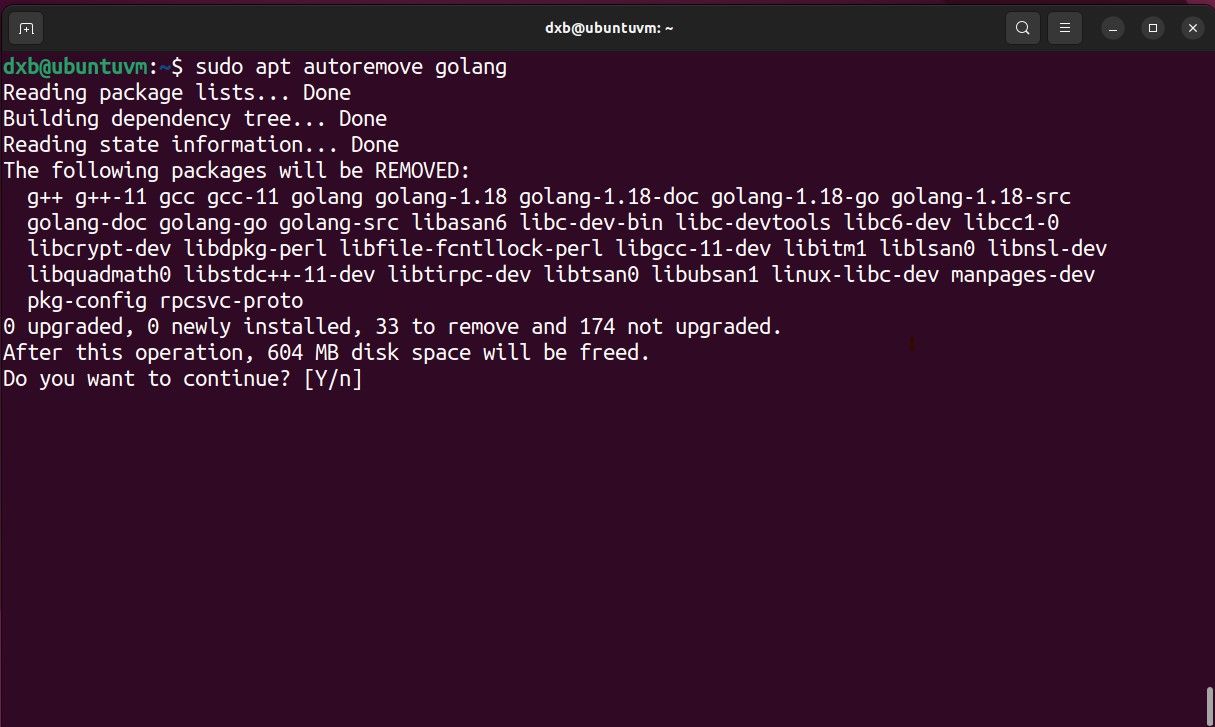 uninstalling golang using APT package manager
