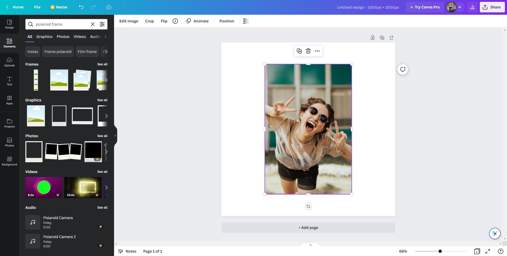 Upload photo to Canva and search for elements