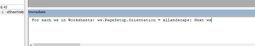 VBA Code to Change Page Orientation in the Immediate Window