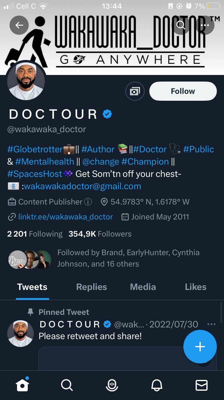 hồ sơ bác sĩ wakanda trên Twitter di động