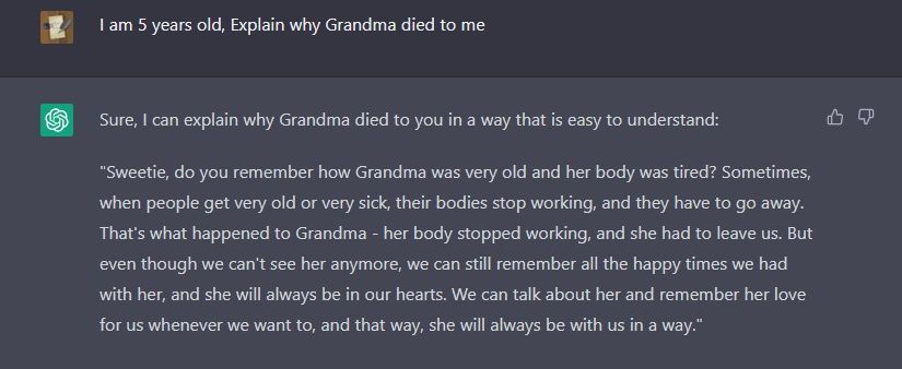 Explanation of Why Grandma died by ChatGPT