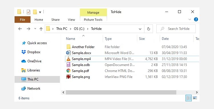 contoh file dan folder windows 10