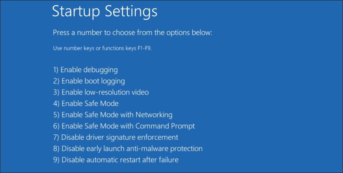 windows 11 startup settings safe mode