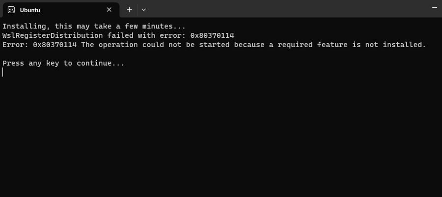 Error message in the command line interface