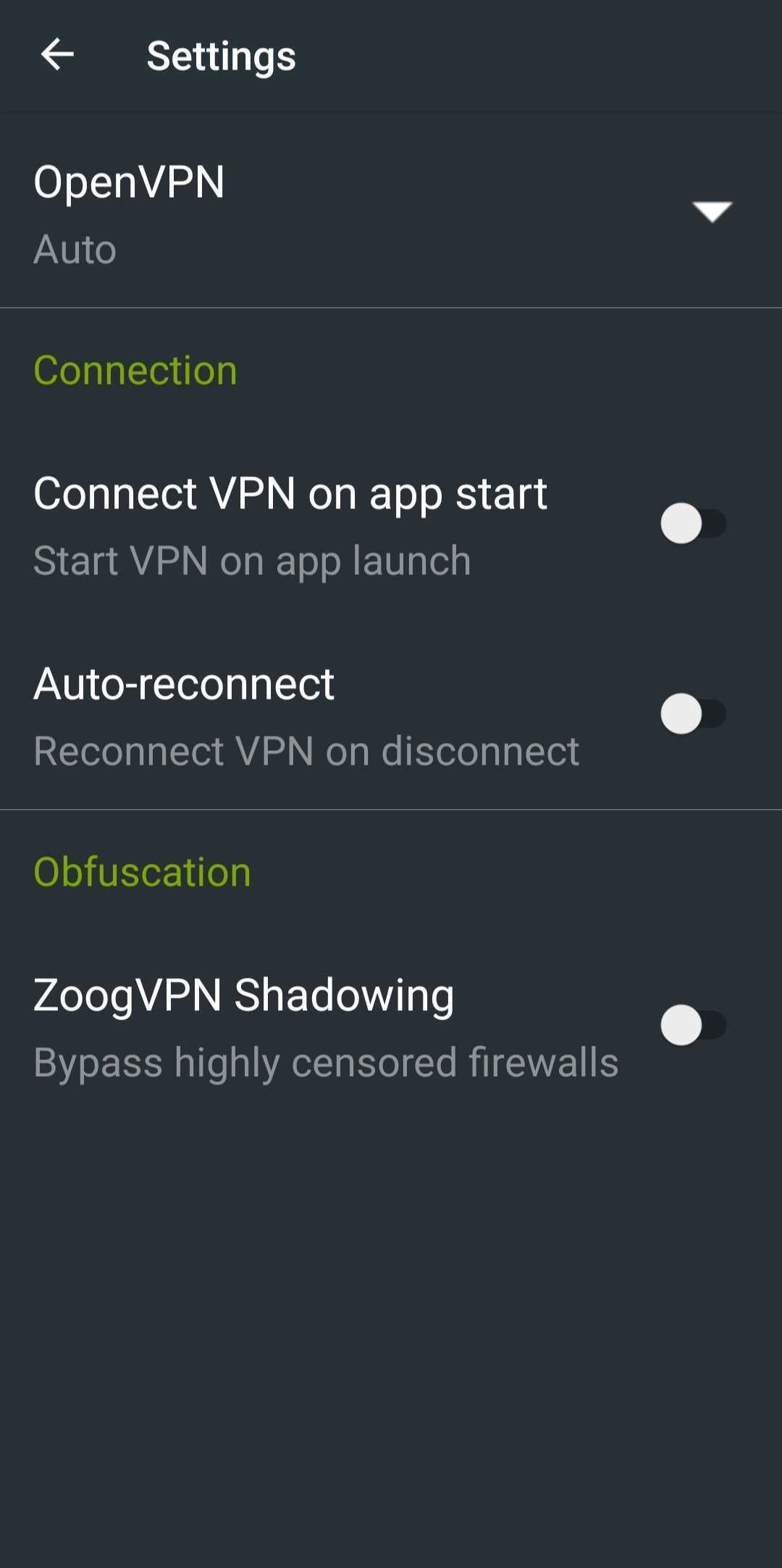 zoog app settings screenshot