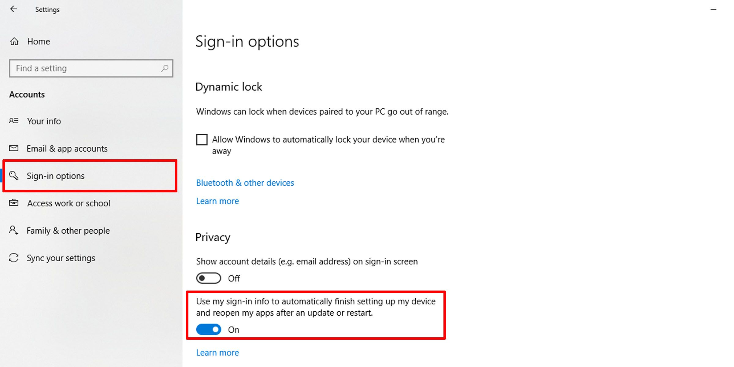 Tùy chọn đăng nhập trên Windows 10