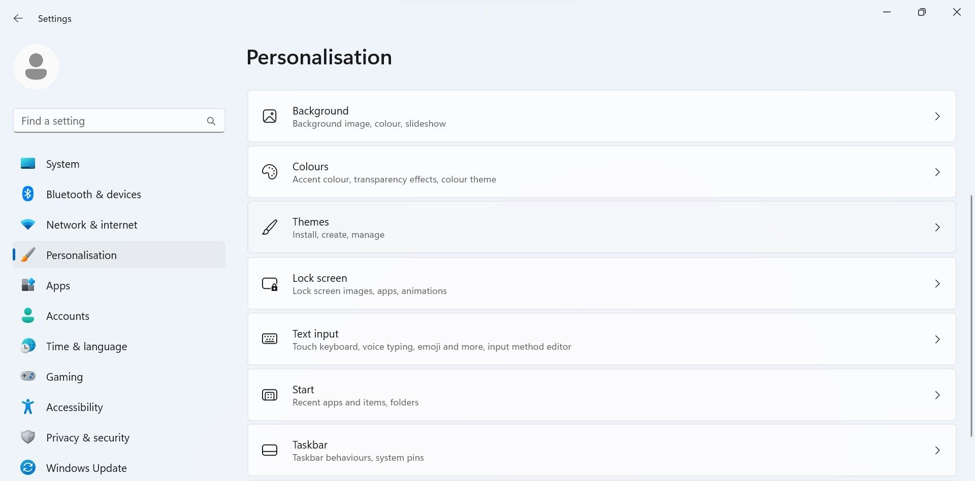 Buka Tema di Tab Personalisasi Aplikasi Pengaturan Windows