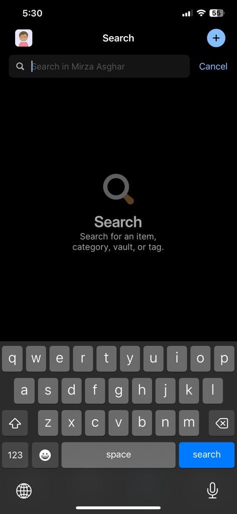 1Password app Search