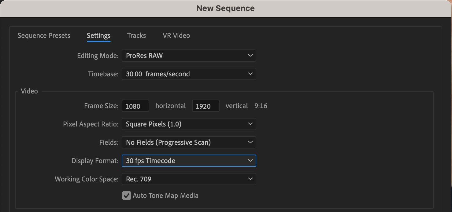 2. Cài đặt ví dụ để tạo chuỗi video dọc trong Adobe Premiere Pro-2