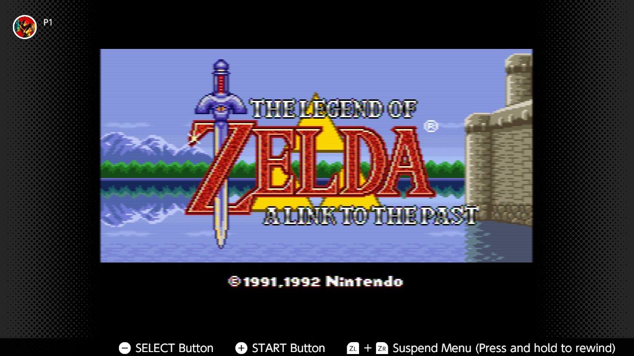 A screenshot of The Legend of Zelda A Link to the Past with the CRT Filter enabled through Nintendo Switch Online 