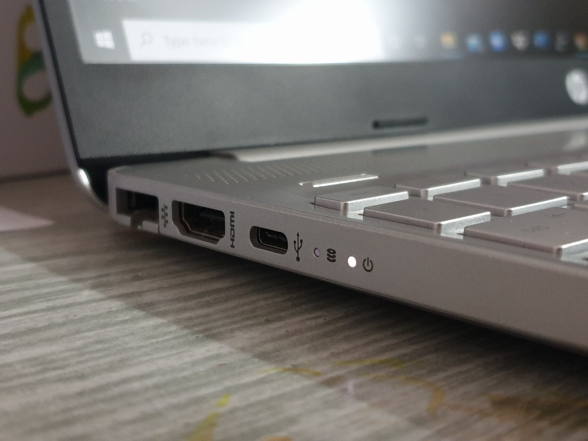 A Close-Up Shot of the Ports of a Laptop