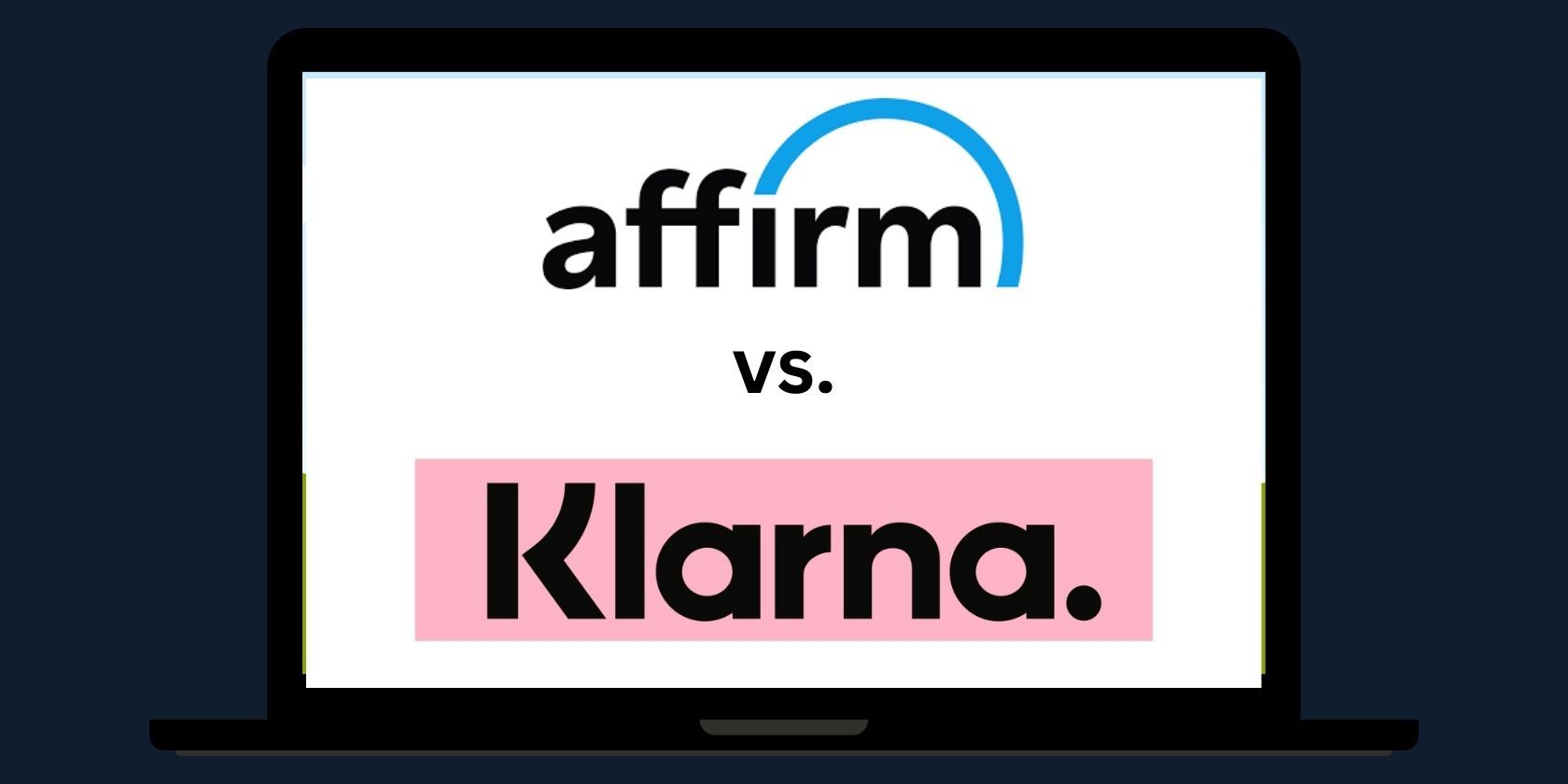 Affirm and Klarna logos on a mocked up laptop