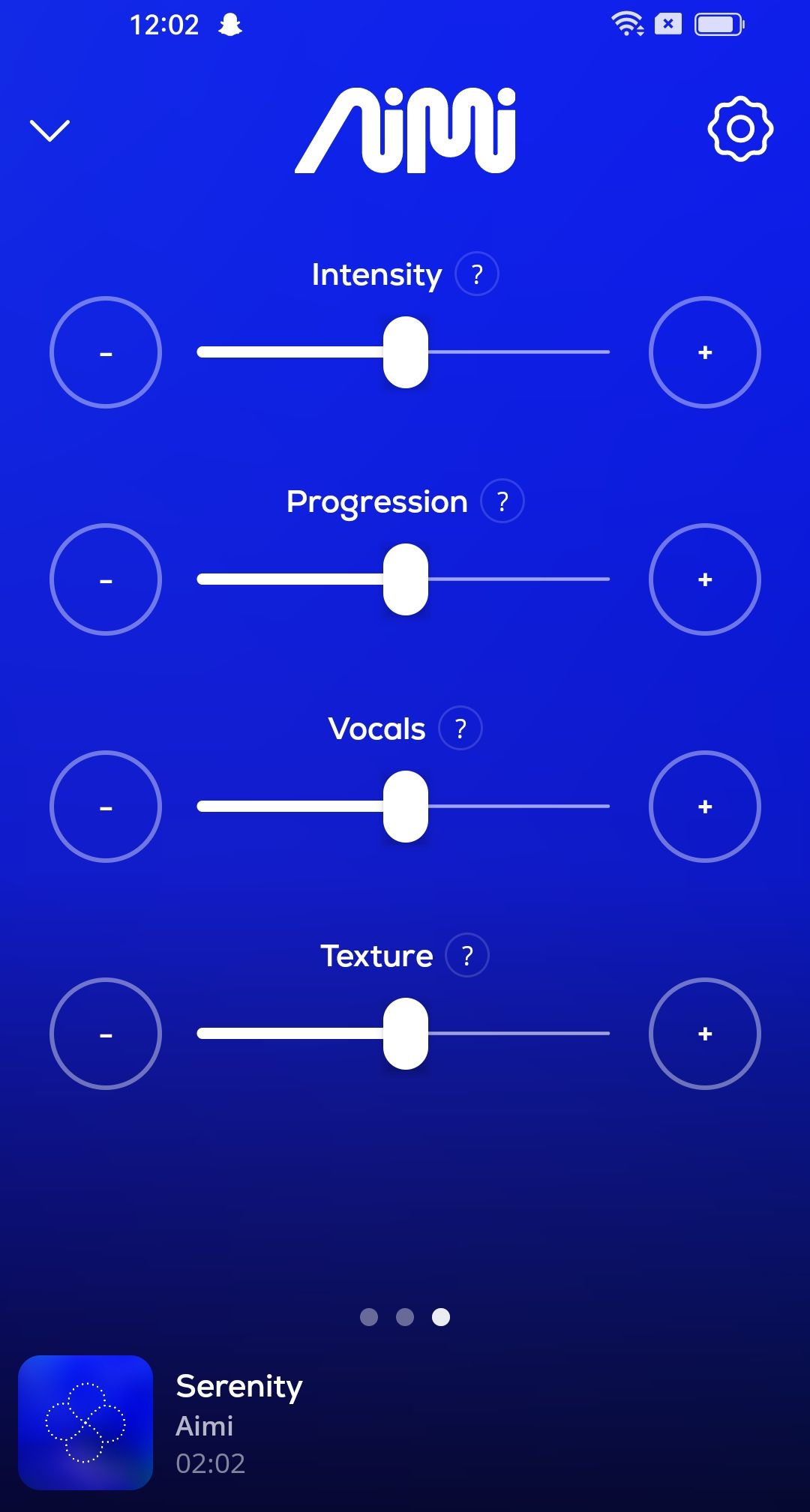 Customizing your musical experience with sliders in the Aimi app.