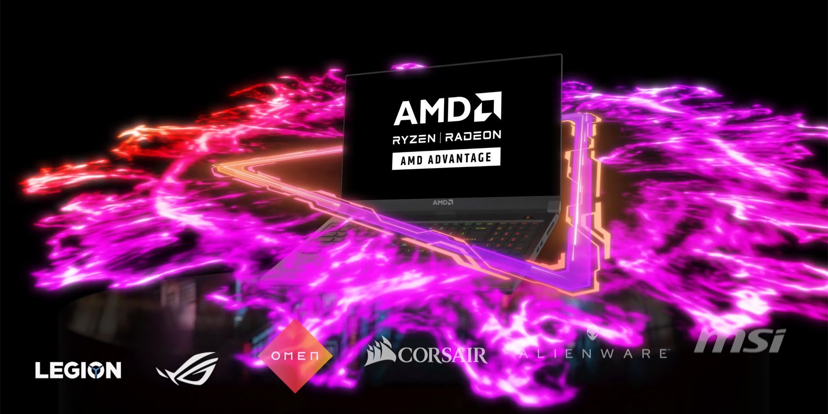 AMD Advantage hero image with participating manufacturers logos