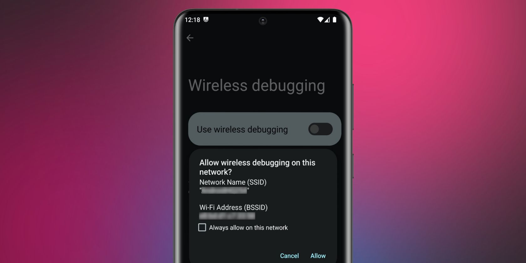 android wireless debugging feature