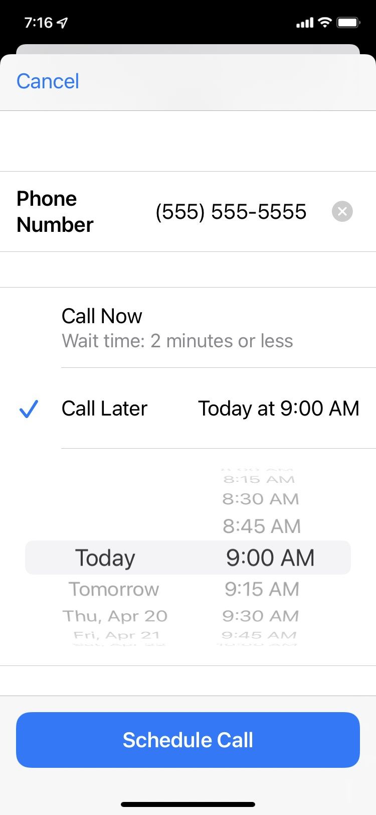 Lên lịch cuộc gọi Hỗ trợ Apple của bạn trong ứng dụng