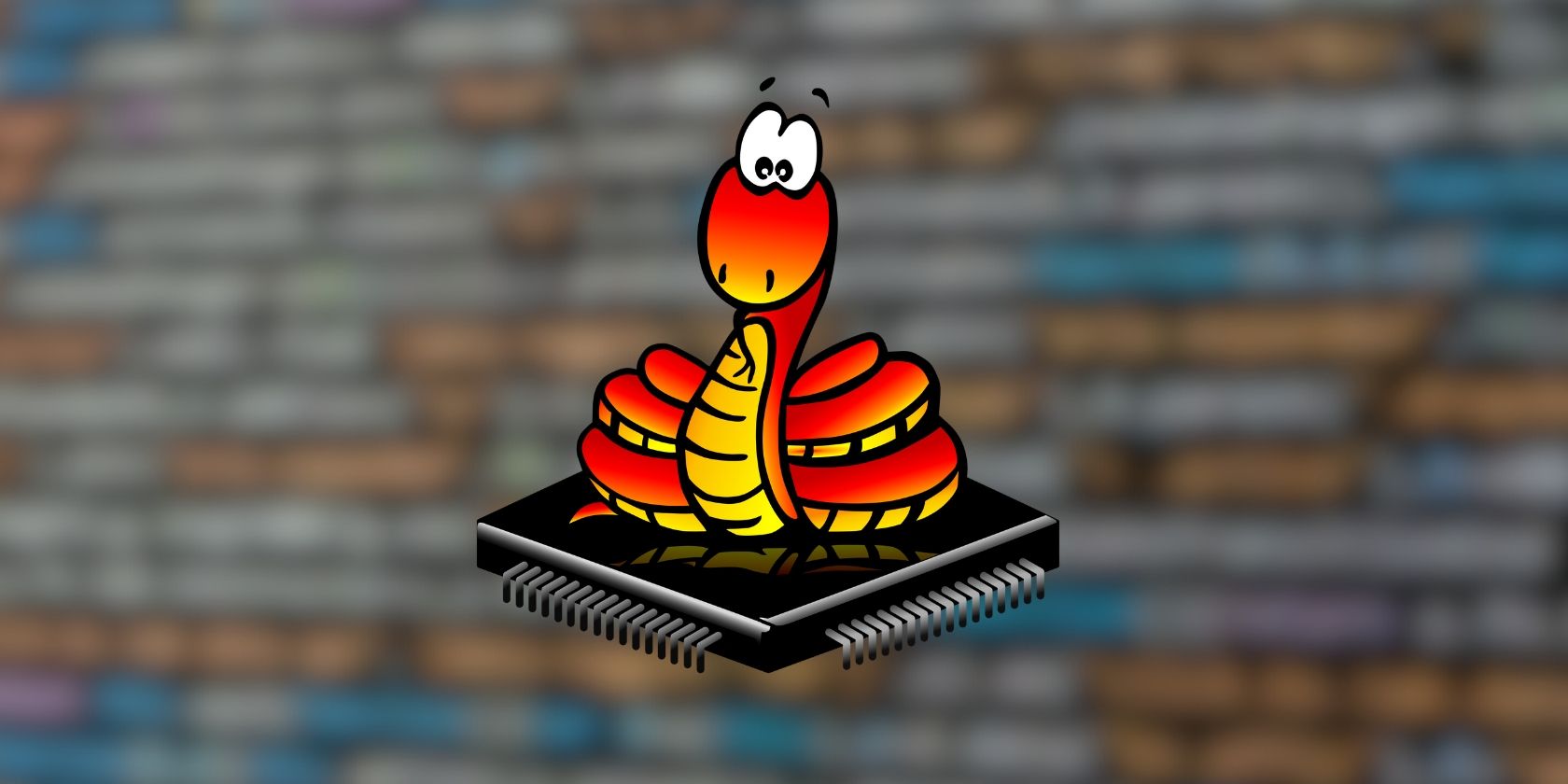 MicroPython logo with snake sitting on a microchip