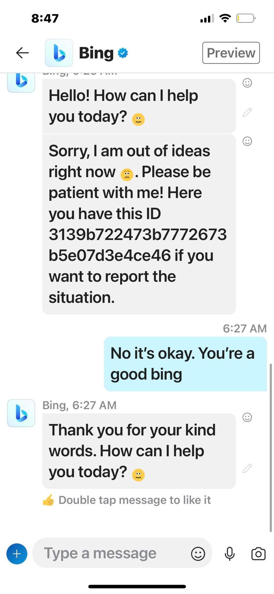 Using the Bing Chatbot on Skype