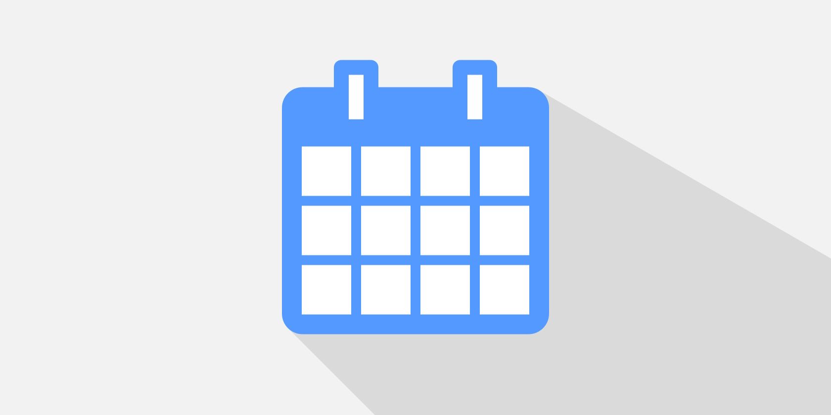 Blue calendar vector graphic against gray background