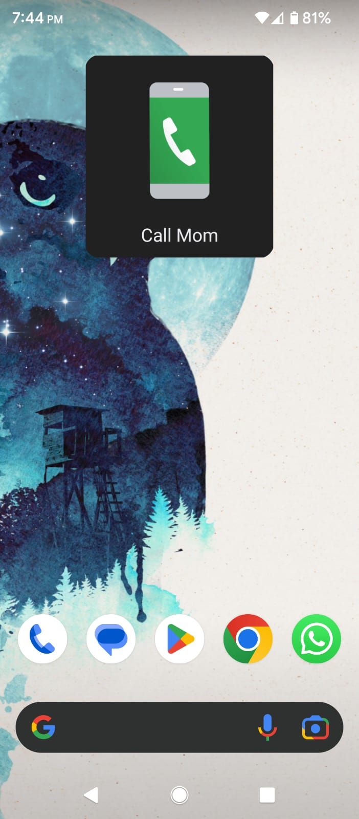 Call Mom Shortcut Button Created Using Action Blocks