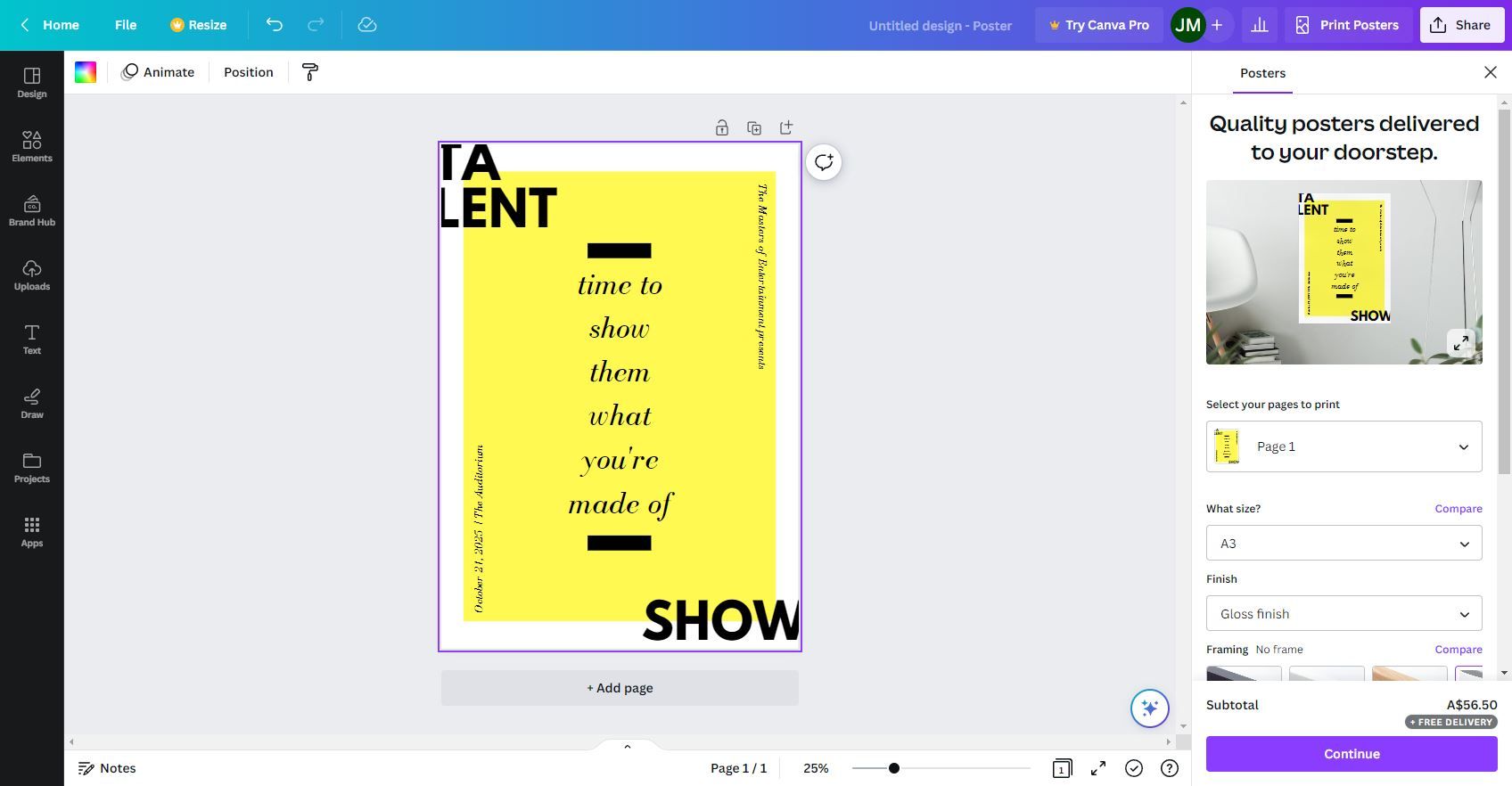 A Screenshot Of Canva'S Free Online Poster Maker In Action