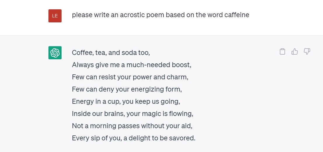 ChatGPT acrostic poem about caffeine