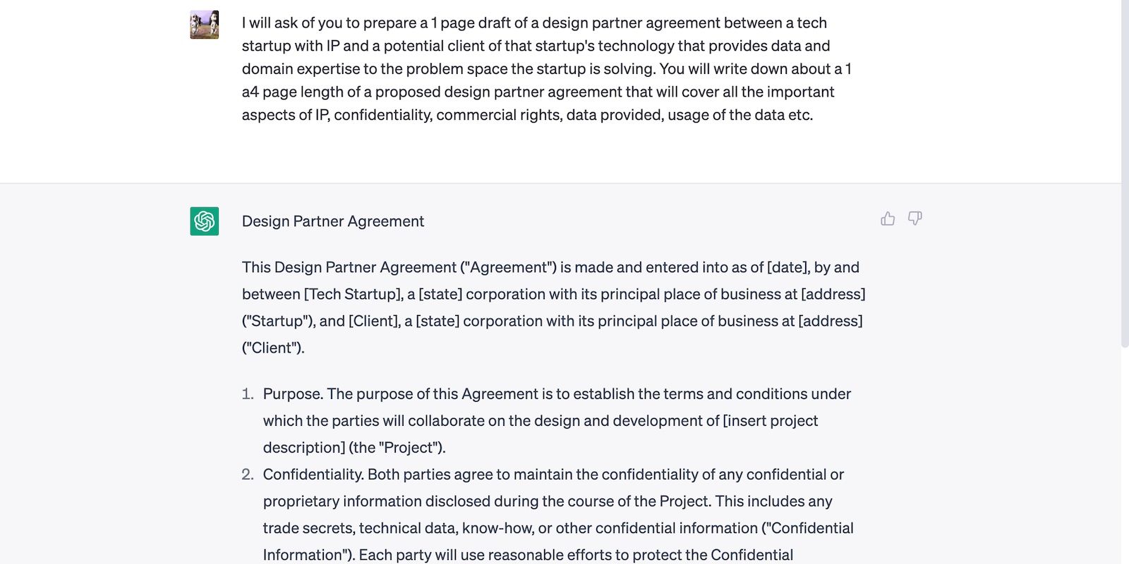 ChatGPT Writing a Full Legal Partnership Agreement Draft