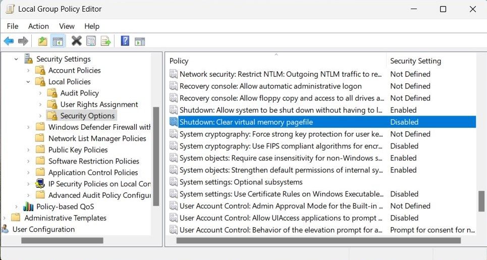 Clear virtual memory pagefile Using Group Policy