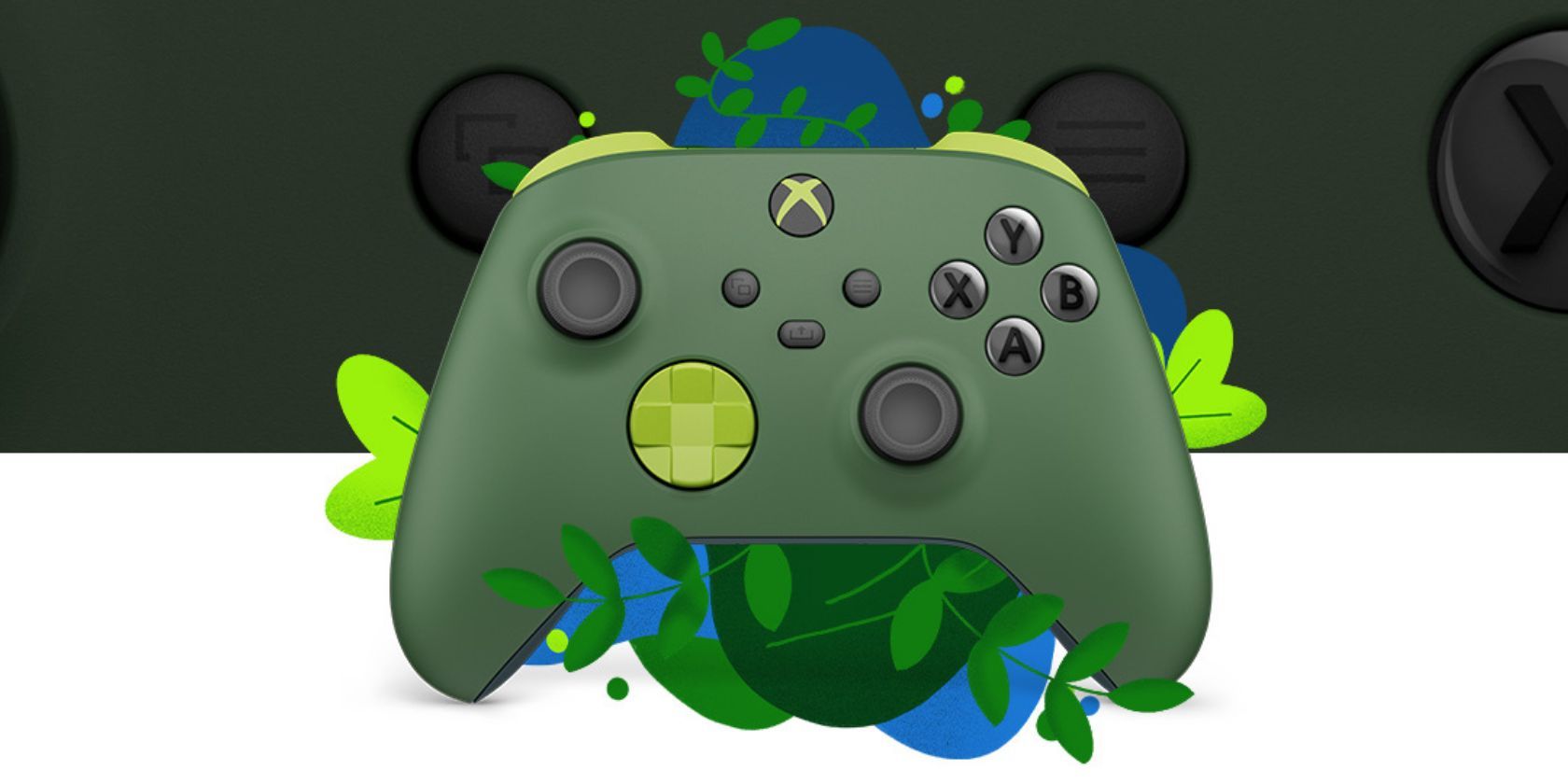 Close up of Xbox Wireless Controller Remix Edition on a Leafy Background