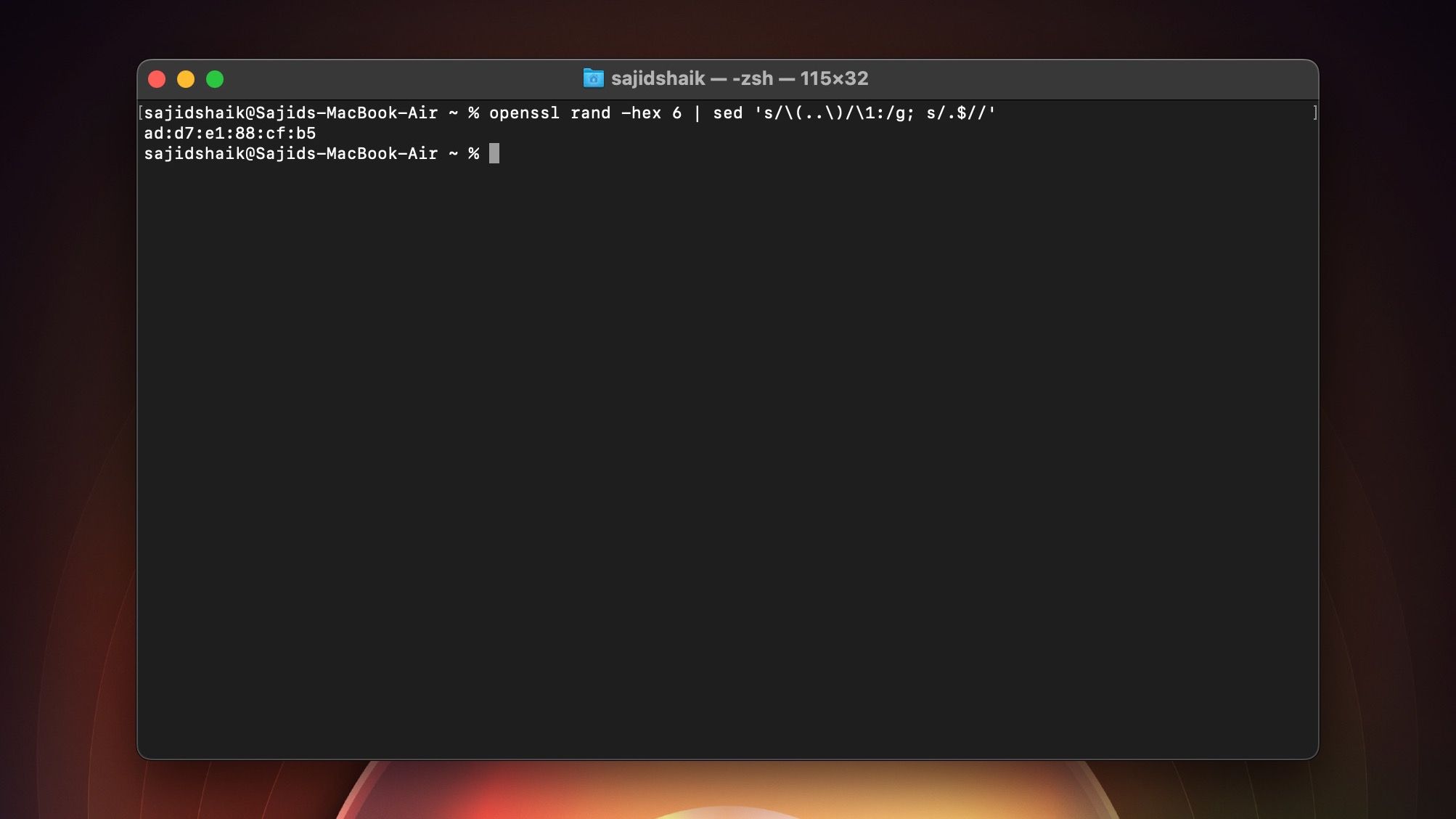 Command to generate random MAC address in Terminal