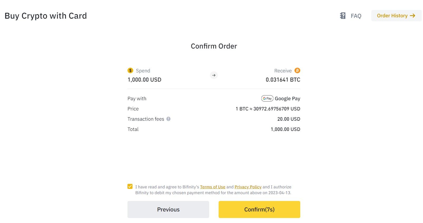 Confirm the Google Pay transaction